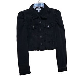Forever21 Women's Black Distressed Jeans Jacket Sz Medium